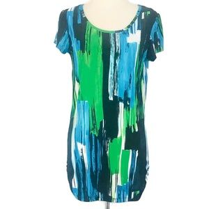 Abstract Print Stretch Jersey Mini Dress